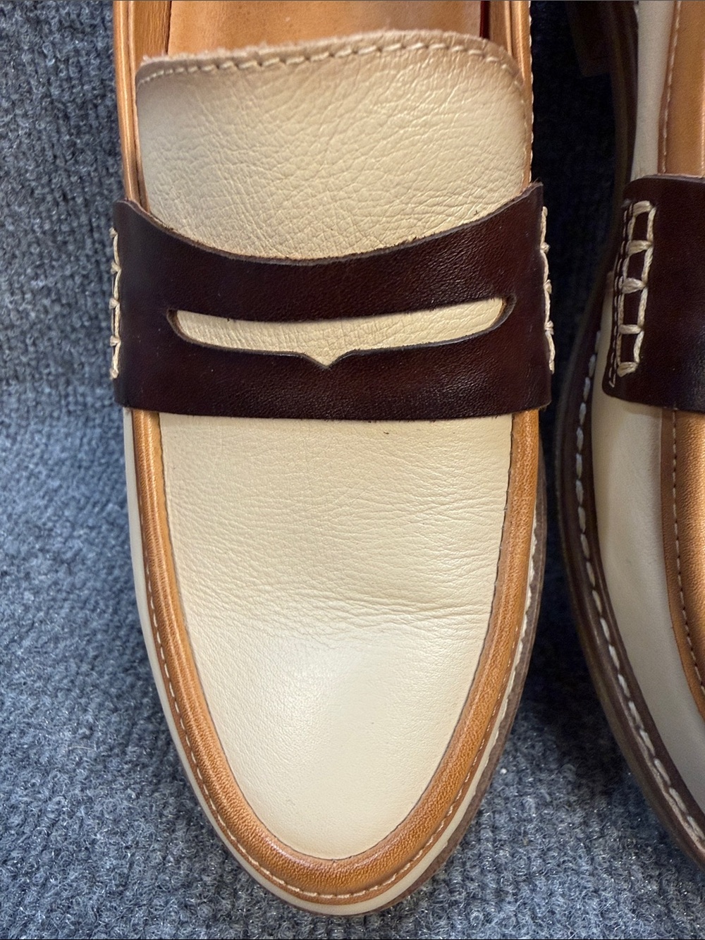 PIKOLINOS Aldaya Women’s Calfskin Cream and Brown Penny Loafers US 9 EU 40 NWOT - Picture 8 of 12